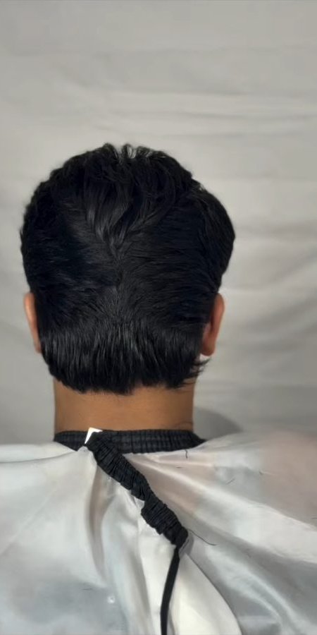 After: scissor-finished cut