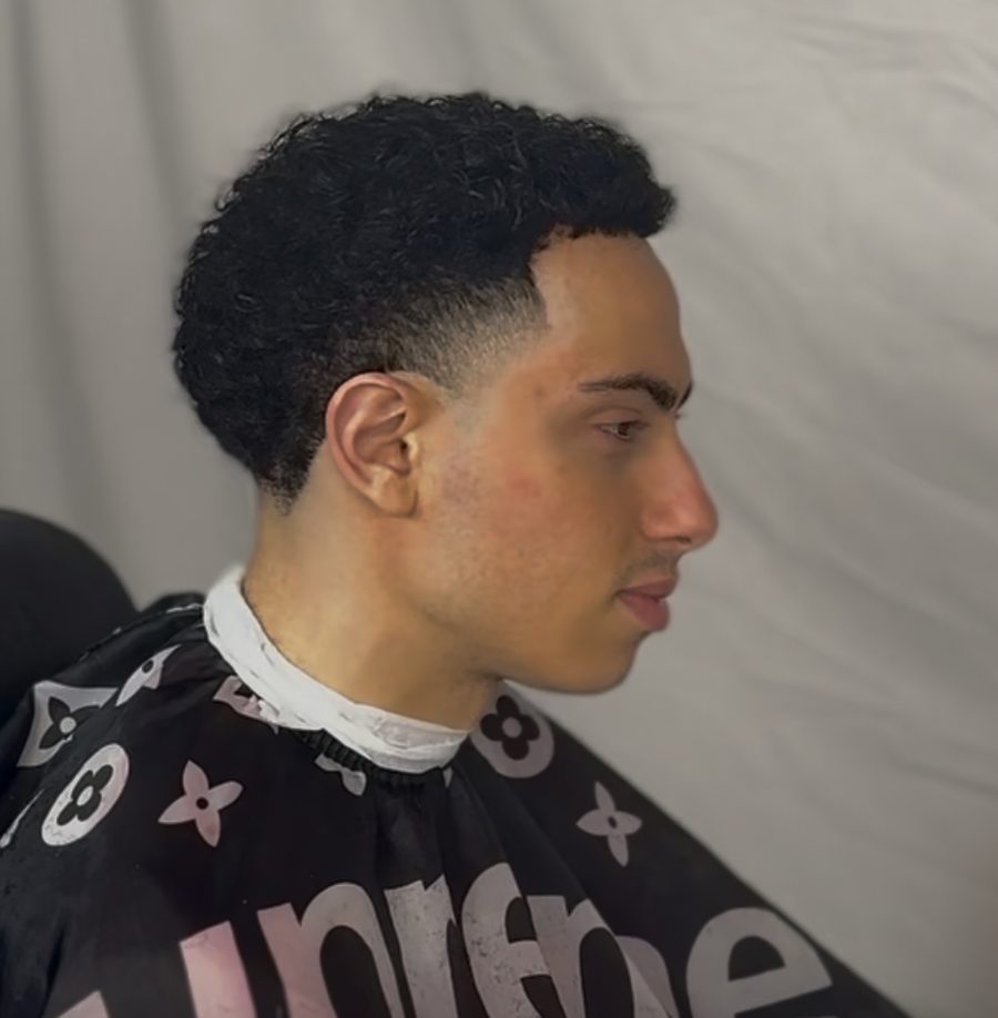 Finished curly taper fade
